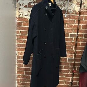 Vanessa Bruno Double Breasted Wool Coat Funnel Neck
